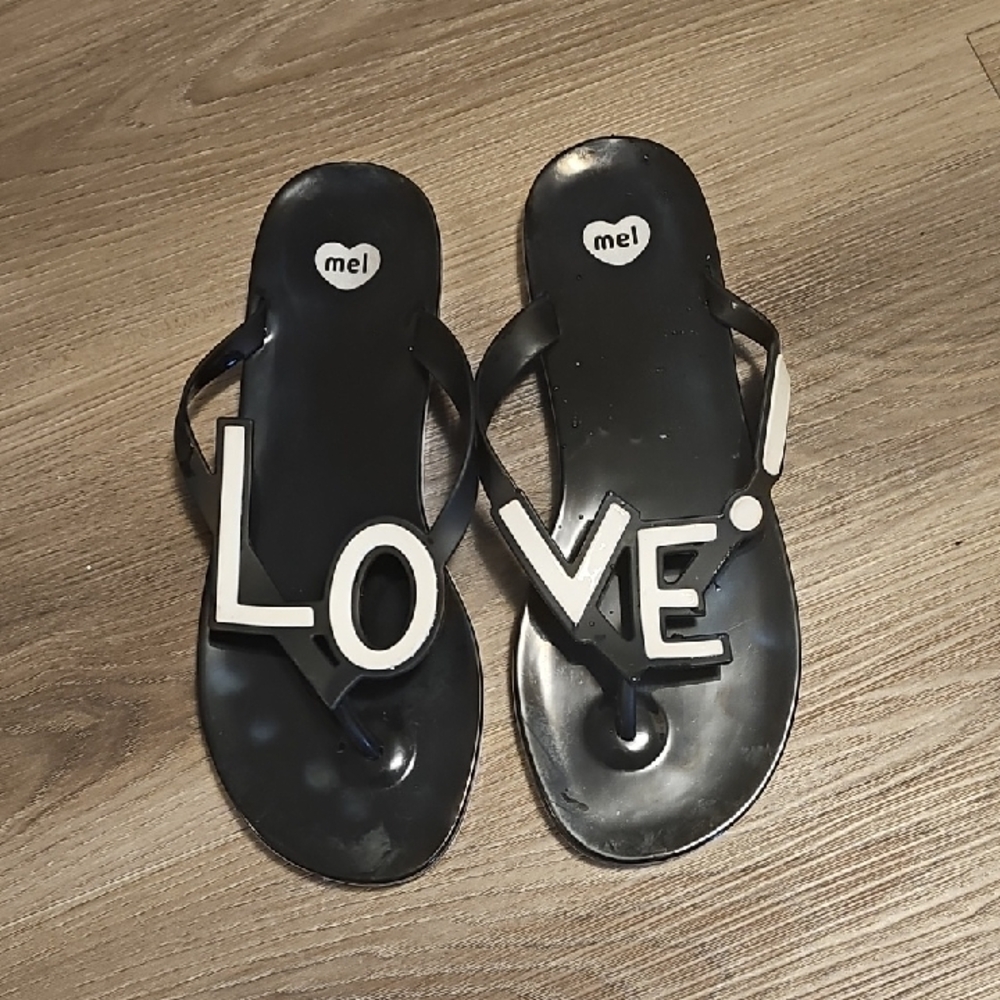 ME Makeover Essentials Black Sandals with LOVE Design